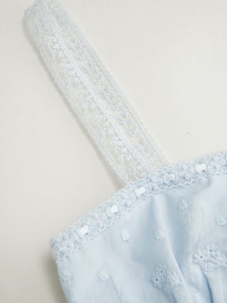Cotton Cotton-blend Textured Lace Cami Top & Mid Rise Maxi Skirt Set For Daily Casual Vacation
