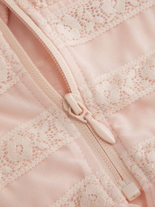 Chiffon Chiffon Sweetheart Puff Sleeve Lace Panel Ruched Peplum Blouse For Daily Casual Date