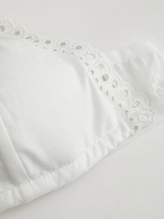 Cotton Cotton Sweetheart Eyelet Bralette & Mid Rise Skirt Loungewear Set For Daily Casual Home