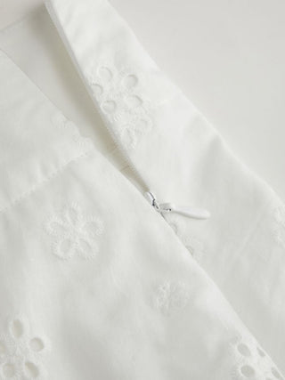 Cotton Cotton Sweetheart Eyelet Bralette & Mid Rise Skirt Loungewear Set For Daily Casual Home