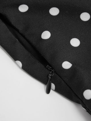 Polka Dot Boat Neck Ruffle Sleeve Knotted A-line Mini Dress