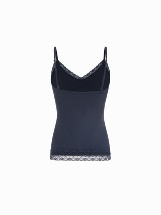High Stretch Cotton-blend V-neck Lace Trim Cami Top