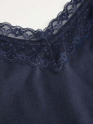 High Stretch Cotton-blend V-neck Lace Trim Cami Top