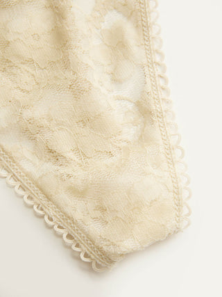 Lace Lace Mid Rise Floral See-through Panty For Home Bedroom