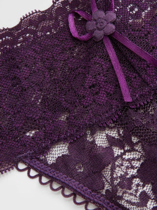 Lace Lace Mid Rise Floral See-through Panty For Home Bedroom