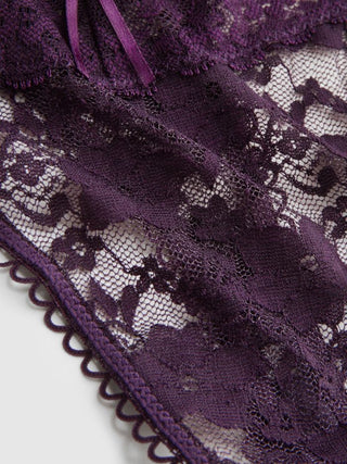 Lace Lace Mid Rise Floral See-through Panty For Home Bedroom