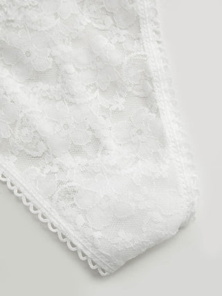 Lace Lace Mid Rise Floral See-through Panty For Home Bedroom