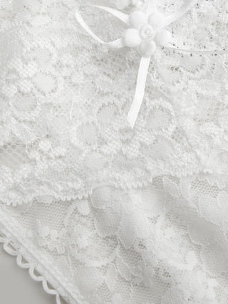 Lace Lace Mid Rise Floral See-through Panty For Home Bedroom