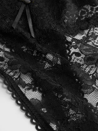 Lace Lace Mid Rise Floral See-through Panty For Home Bedroom