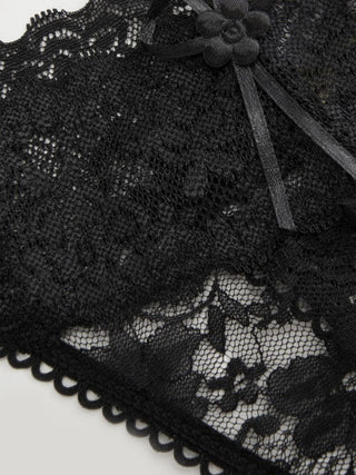 Lace Lace Mid Rise Floral See-through Panty For Home Bedroom
