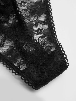 Lace Lace Mid Rise Floral See-through Panty For Home Bedroom