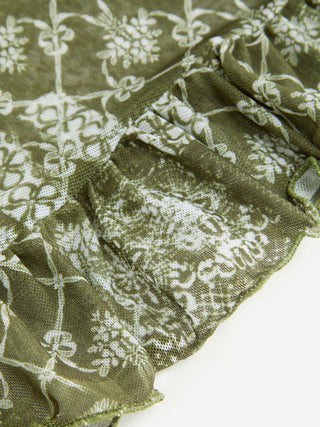 Halter Neckline Paisley Triangle Bikini Set With Ruffle Cover Up Skirt