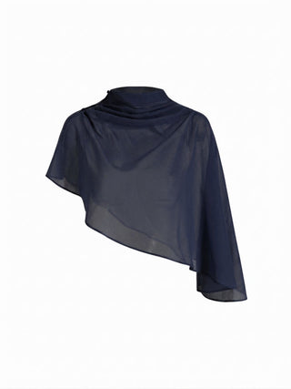 Satin High Neck Cape Sleeve Maxi Dress