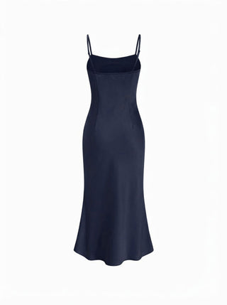Satin High Neck Cape Sleeve Maxi Dress