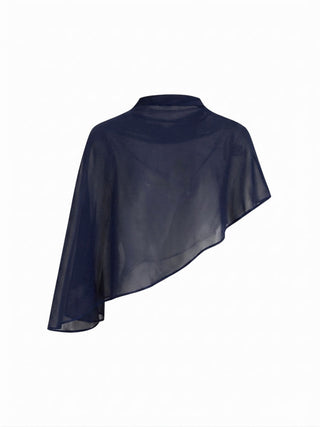 Satin High Neck Cape Sleeve Maxi Dress
