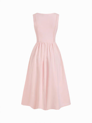Wedding Wedding Guest Dress wedding guest wedding special occasion dresses Woven Linen-blend Square Neck Ruffle Midi Dress For Vacation