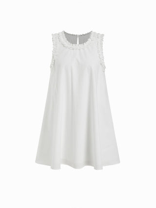 Cotton Round Neckline Ruffle Flared Mini Dress