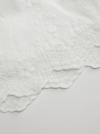 Cotton Low Rise Embroidery Tie Side Split Pointed Hem Oversized Shorts