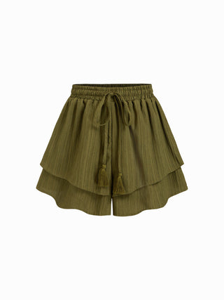Double Layered Baggy Pull-On Shorts