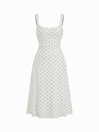 Scoop Neck Ruched A-line Midi Dress