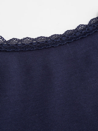 Cotton-blend Polka Dot Scoop Neckline Lace Trim Cami Top