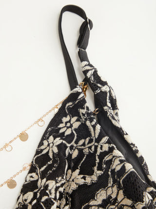 Lace Cowl Neck Ruffled Backless Cami Top With Chain