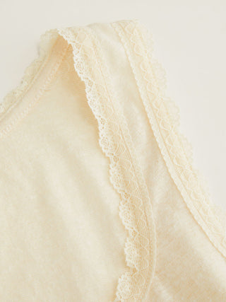 Knit Fabric Cotton-blend Square Neck Lace Trim Tank Top For Daily Casual