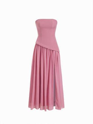 Chiffon Sculptural Halter Neckline Lace Up Maxi Bobycon Dress With Scarf