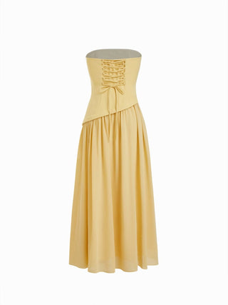 Chiffon Sculptural Halter Neckline Lace Up Maxi Bobycon Dress With Scarf