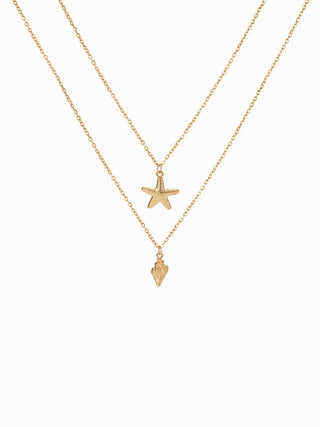 STARFISH & SHELL LAYERED NECKLACE
