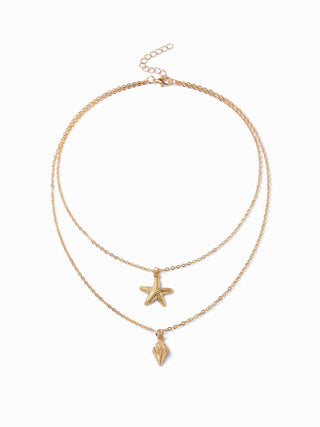 STARFISH & SHELL LAYERED NECKLACE