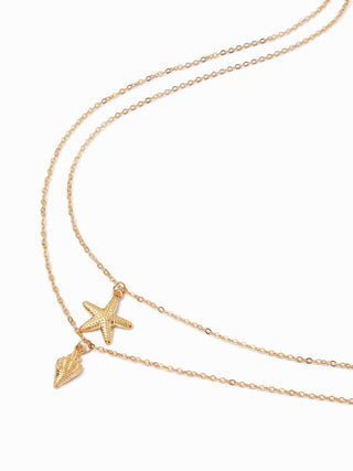 STARFISH & SHELL LAYERED NECKLACE