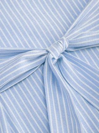 Cotton-blend Striped Ruched Tie Back Maxi Dress