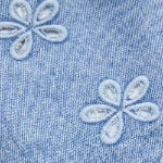 Denim Low Rise Embroidery Floral Scallop Hem Micro Shorts
