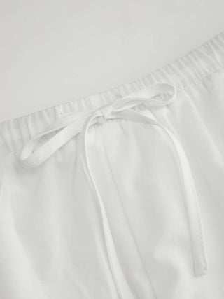 Mid Rise Lace Drawstring Scallop Hem Shorts