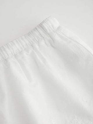 Mid Rise Lace Drawstring Scallop Hem Shorts