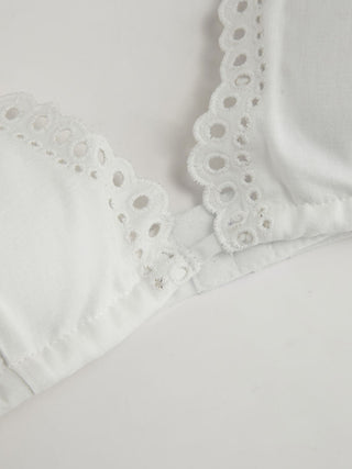 Cotton Cotton Sweetheart Eyelet Bralette & Mid Rise Skirt Loungewear Set For Daily Casual Home