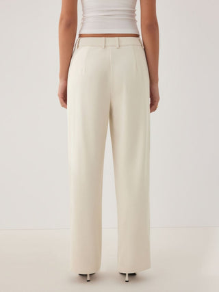 High Rise Pleated Straight Leg Trousers
