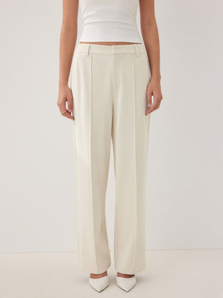 High Rise Pleated Straight Leg Trousers