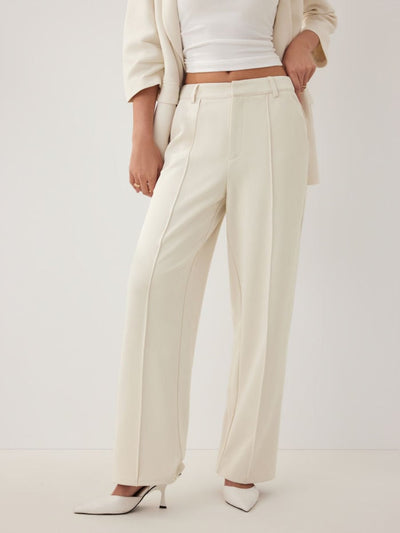High Rise Pleated Straight Leg Trousers
