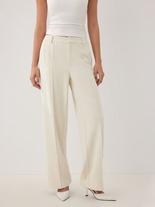 High Rise Pleated Straight Leg Trousers