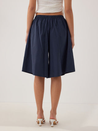 Cotton Mid Rise Drawstring Oversized Bermuda Shorts