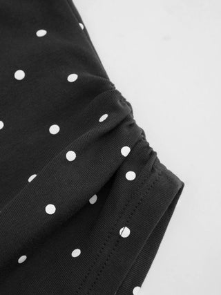 Cotton-blend High Neck Polka Dot Asymmetrical Hem Top & Mid Rise Capri Pants Set