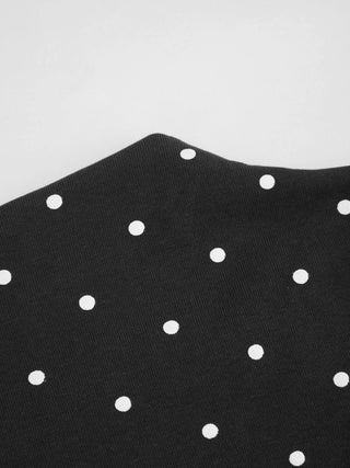 Cotton-blend High Neck Polka Dot Asymmetrical Hem Top & Mid Rise Capri Pants Set