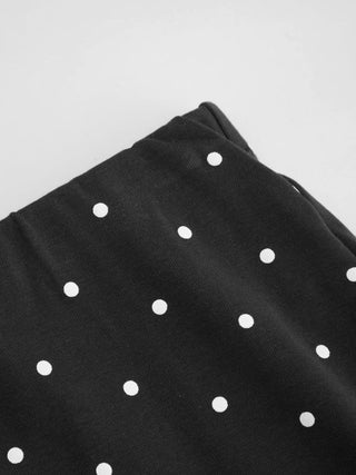 Cotton-blend High Neck Polka Dot Asymmetrical Hem Top & Mid Rise Capri Pants Set
