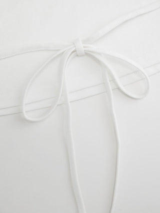 Cotton-blend Boat Neck Batwing Sleeve Drawstring Tee