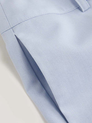 Woven Linen-blend Low Rise Pleated Wide Leg Trousers For Daily Casual Work