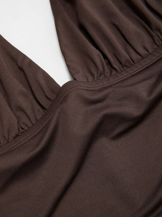 High Stretch Halter Neckline Asymmetrical Flared Mini Dress