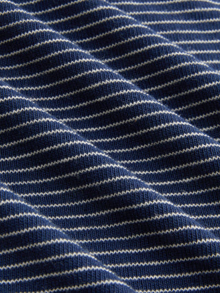 Knit Fabric Cotton-blend Striped Boat Neck Short Sleeve Tee For Daily Casual