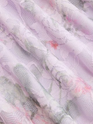 Lace V-neck Floral Ruffle Maxi Dress